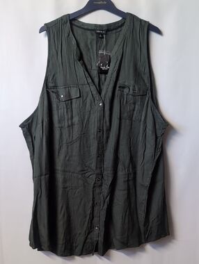 Torrid Olive Utility Pinktuck Tank Top
